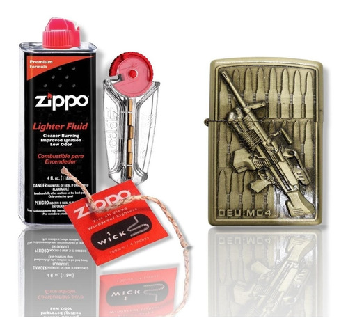 Kit / Zippo + 1 Encendedor Tipo Zippo / C. Diseño Metralleta