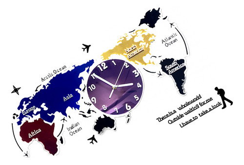 Reloj De Pared Con Mapa Del Mundo, Decorativo, Nórdico Moder