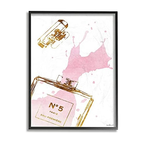 Glam Perfume Bottle Splash Pink Gold Black Framed Wall ...