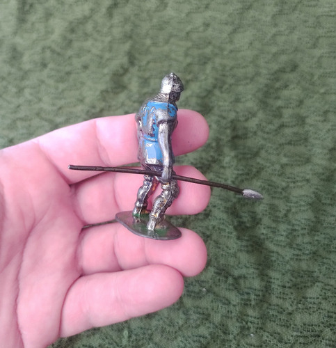 Soldado Plomo Hueco Timpo 1950 Soldado Medieval Lanza 54mm Azul (Usado)