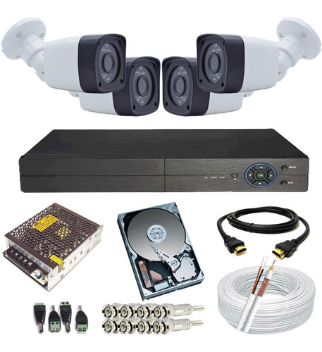 Kit 4 Câmeras De Segurança Full Hd 2 Megapixel 1080p Dvr 8 Canais Multi Hd 