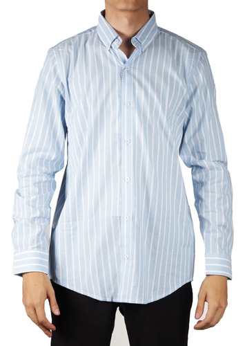 Camisa Caballero Frank Porter Líneas Azul, Blanco Fp.1034