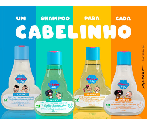 Shampoo + Condicion Cabelo Claro Infantil Bebê Turma Monica