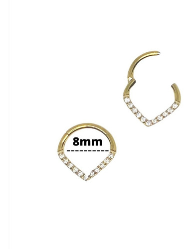 Piercing Dourado Septo Indiano Daith Aço Cirúrgico 8mm