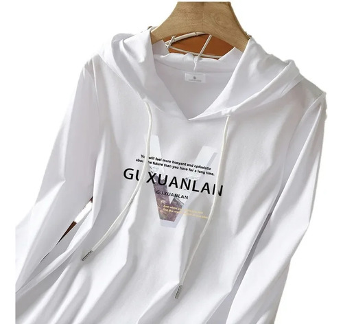 Sudadera Con Capucha De Manga Larga De Algodón Para Mujer