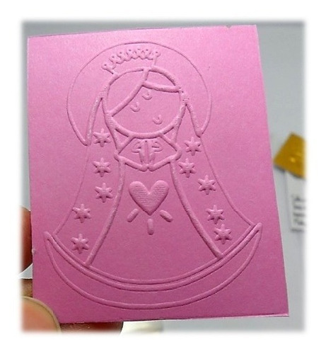 Repujado Cartulina Comunión Bautizo 45x55mm Cruz Angel 12pz