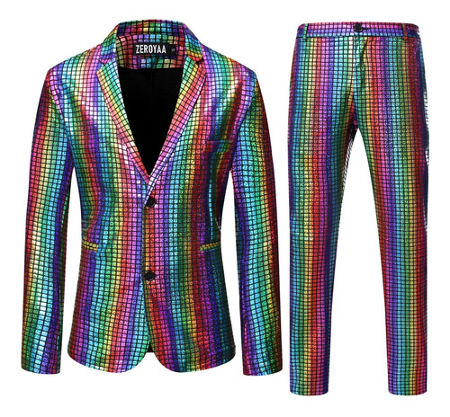 Men's 70s Disco Suits Metallic Shiny Sequin Outfits Blazer
