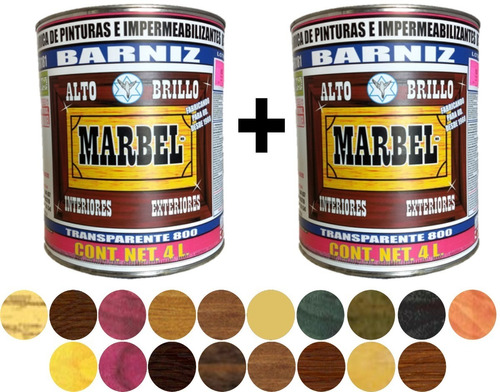  Barniz Brillante Económico 2x4 Lts. 8 Litros Total 17 Color