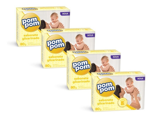 Kit Sabonete Pom Pom Glicerinado 80g - 4 Unidades