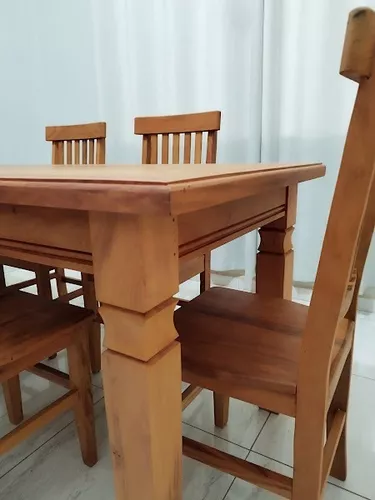 Conjunto mesa retangular e cadeiras madeira maciça peroba rosa