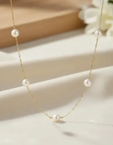 Gargantilha Pérolas 5mm Ouro 18k Pérolas Naturais - 45cm — foto 1