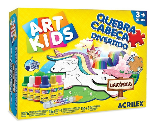 Quebra Cabeça Divertido Unicórnio 6 Peças Acrilex