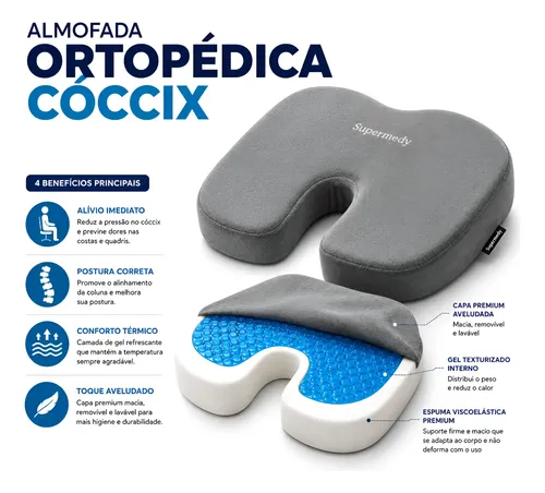 Almofada Gel Cóccix Terapêutica Para Dores Lesão Nas Costas