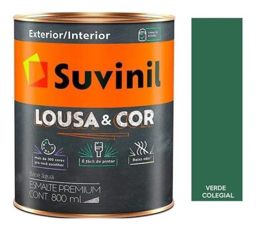 Tinta Lousa & Cor Suvinil Verde Colegial Acetinado 800ml