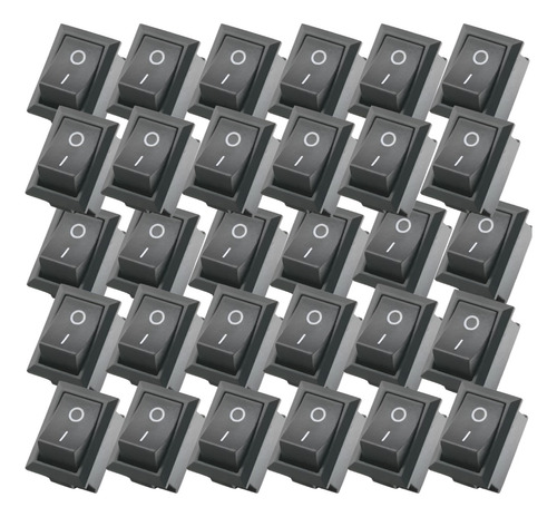 30 Botão Chaves Liga Desliga Tic Tac Preta Mini Tech One