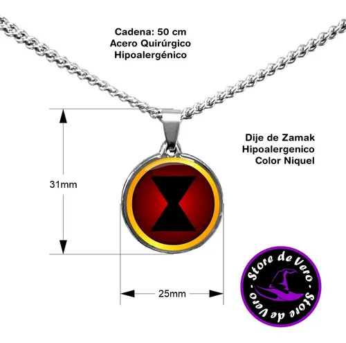 Collar Black Widow Viuda Negra Dije Zamak Y Cadena De Acero