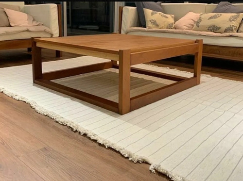 Alfombra Rustica Moderna Telar 190x190 Cmfinas Rayas Color Beige Diseño de la tela crudo con lineas gris pastel
