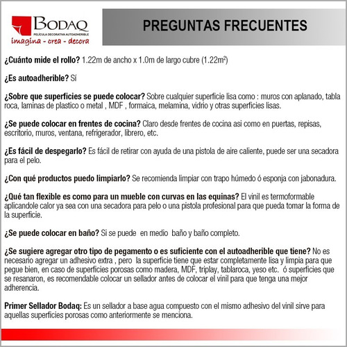 Imagen 6 de 7 de Vinil Decorativo Bodaq Adhesivo 1 X 1.22 M Muebles O Muro