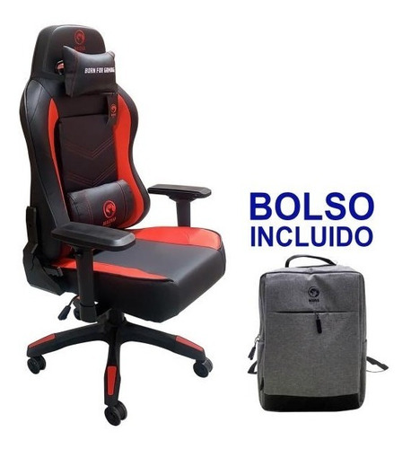 Silla Marvo Linea Pro Gaming Ch-130 + Bolso Marvo Negra/rojo