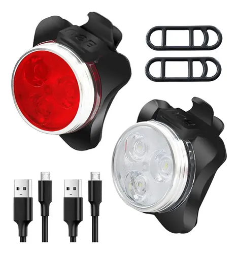 comprar Par Luces Led Bicicletas Delantera\u002Ftrasera Recargable Usb Color Blanco