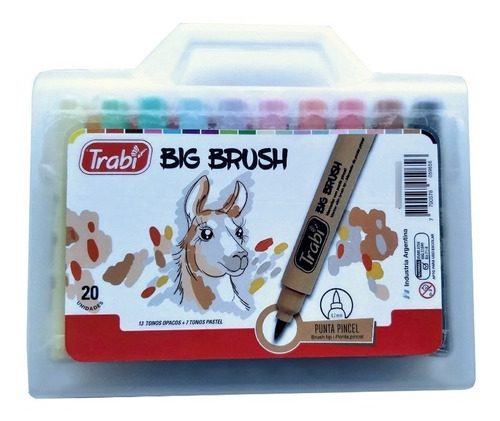 Valija Marcadores Big Brush Trabi Punta Pincel / 20 Unidades