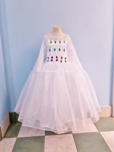  Vestido Disfraz Elsa Frozen 2 Blanco 