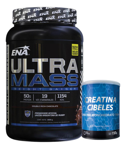 Combo Muscular Ultramass 1.5kg Choco + Creatina Cibeles 150g