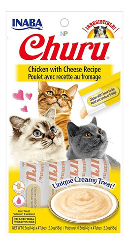 Inaba® Churu Pollo Con Queso Para Gatos 4 Tubos 56grs