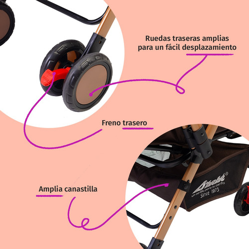 Carriola Reversible Para Bebé D Bebe Bm Ligera Y Reclinable Beige