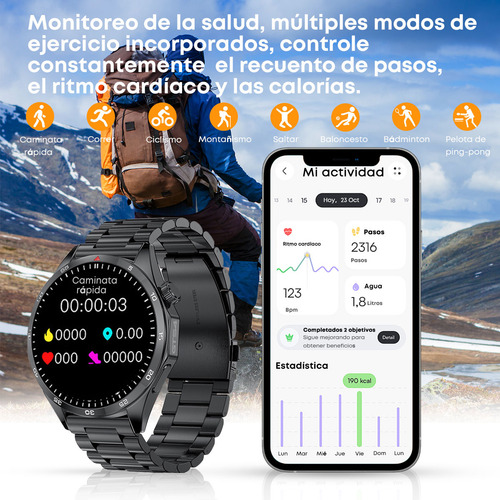 Smartwatch Reloj Inteligente Keluona Lt09 Pantalla 1.5 Y Correa De Acero Inoxidable