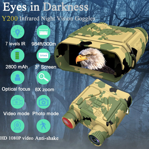 Gafas Visión Nocturna Binoculares Para Caza Y Campamento Camouflaje