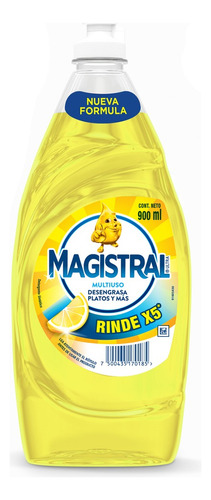 Detergente Magistral Multiuso Limón sintético limón en botella 900 ml