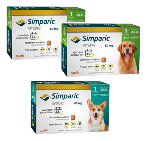 2 Simparic 80mg 20 A 40kg 1 Comp E 1 Simparic 40mg 1 Comp