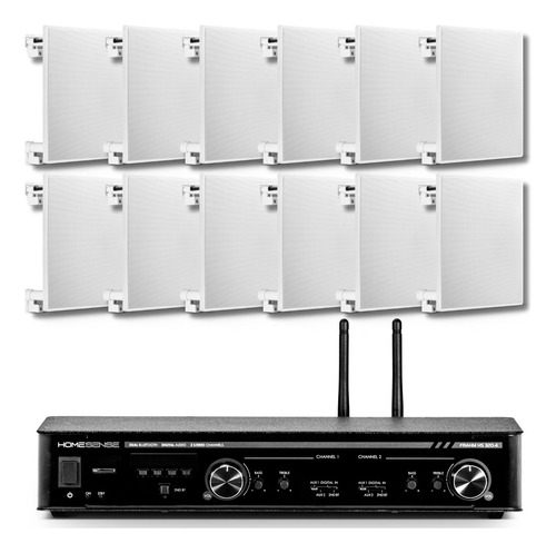 Kit Som Ambiente Home Sense 320.4 + 12 Som Arandela Quadrada
