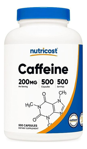 Pastillas De Cafeína Nutricost, 200 Mg Por Porción(500 Cáps)