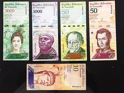 Billetes De Venezuela Set Por 5 Unidades