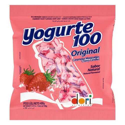 Bala Morango Yogurte 100 Original Pacote 400g