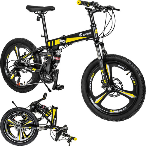 Bicicleta Deportiva Plegable R20 Montaña Freno Disco Color Negro Tamaño del cuadro 20