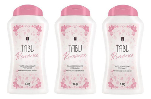 Talco Tabu 100g Romance - Kit Com 3un