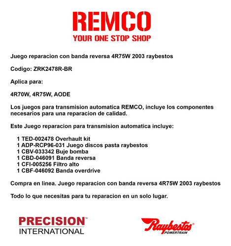 4r70w 2003- Juego Reparacion Transmision Automatica