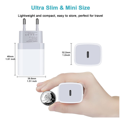 Adaptador Usb C Vifigen, Enchufe De Viaje Europeo De 20 W, P