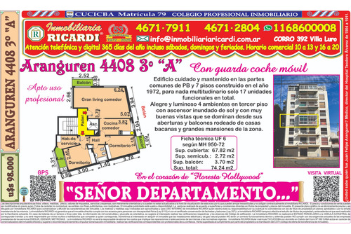 Señor Departamento 4 Amb Al Frente Semipiso + Coch Cub