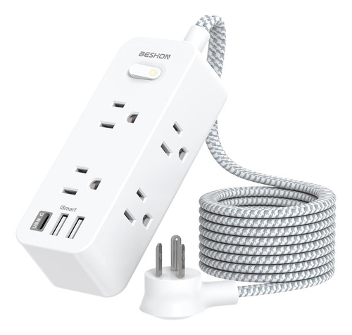 Beshon Power Strip Surge Protector, Cable De Extensión De 5