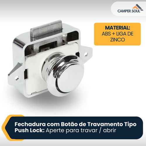 Fechadura Trava Puxador Armario Gaveta Motorhome Trailer