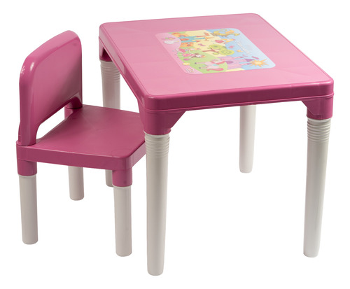 Mesa Com Cadeira Infantil Desmontável Rosa Princesinhas