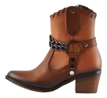 Comprar Botín Camel 859 Vaquera Cowboy Mujer Tacón Ancho Moda Casual