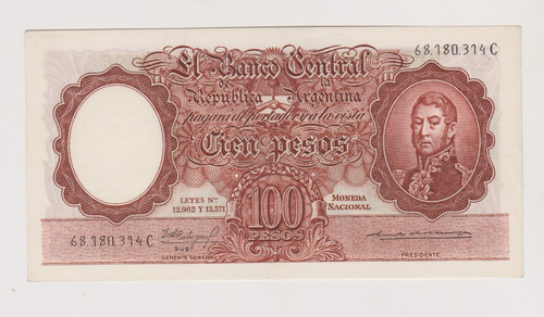 Billete Argentina 100 $ Bottero 2065 Año 1963 Excelente ++