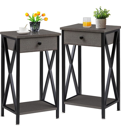 Vecelo Tall Side End Table, 27.6 Set De 2 Night Stand Con C