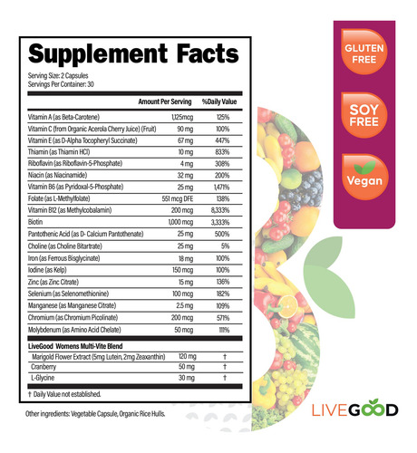 Livegood Multivitamínico Mujeres Con Hierro 60 Cápsulas
