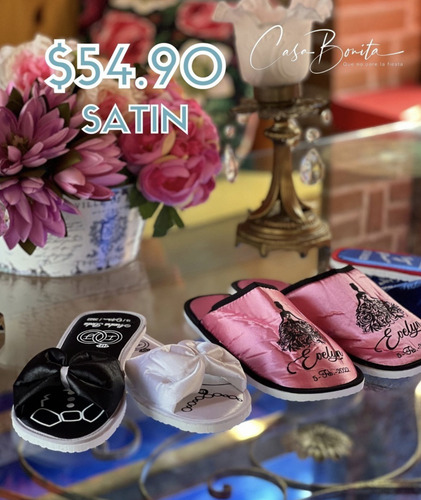 Recuerdos Boda Y Xv 50 Pantuflas Satin ( Impresas )